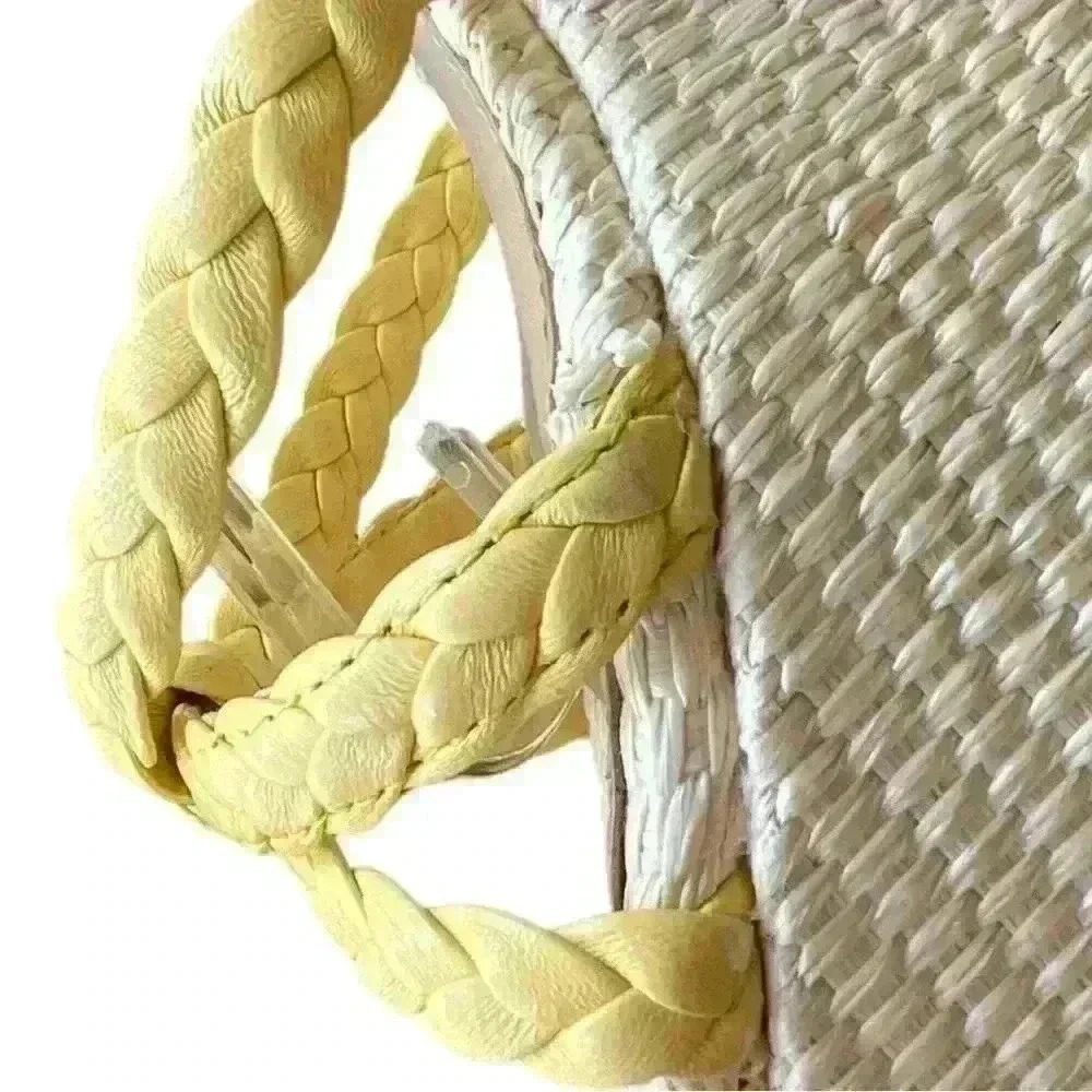 Antonio Melani Yellow Braided Leather Stacked Wedge Sandals 9.5 - Picture 9 of 12
